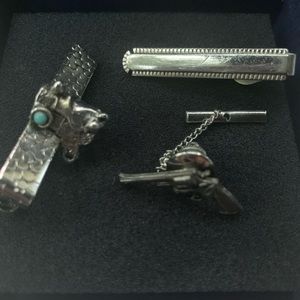Set of 3 men’s vintage Sterling silver tie clips/pins